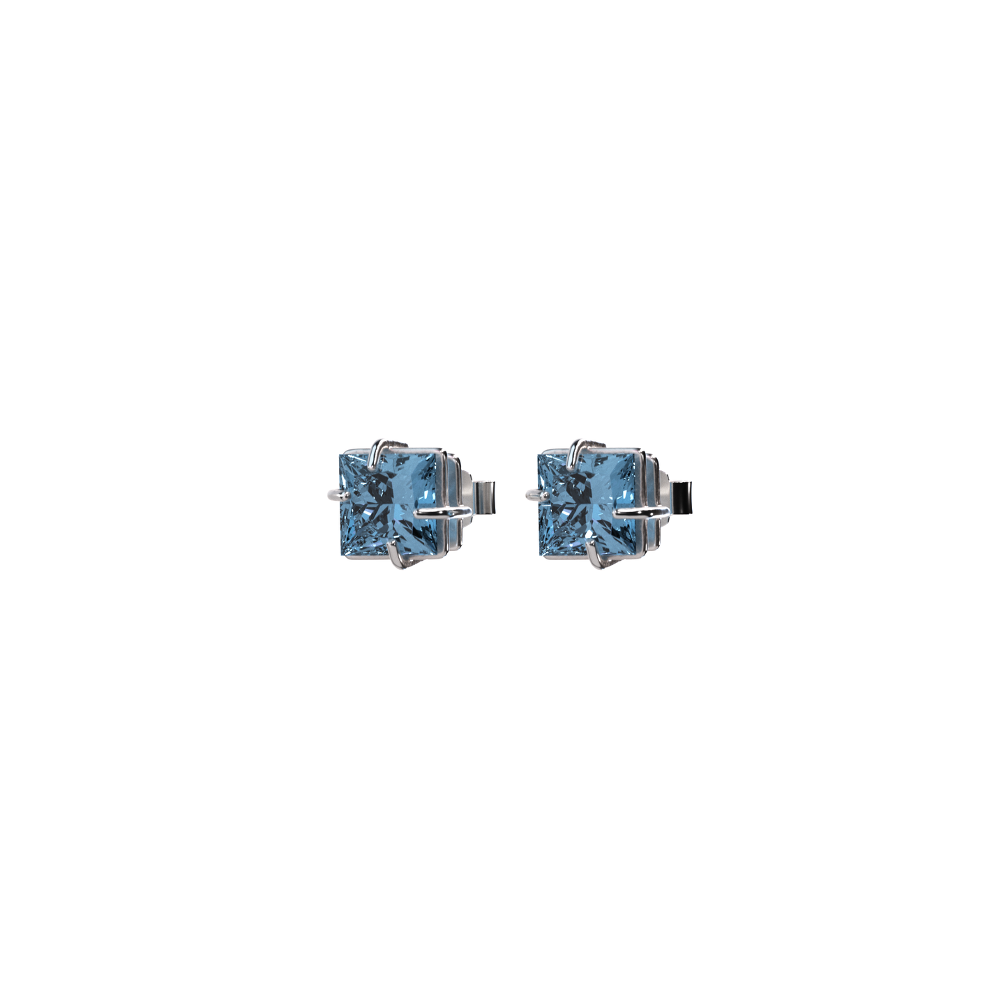 SQUARE STUD; SWISS BLUE TOPAZ