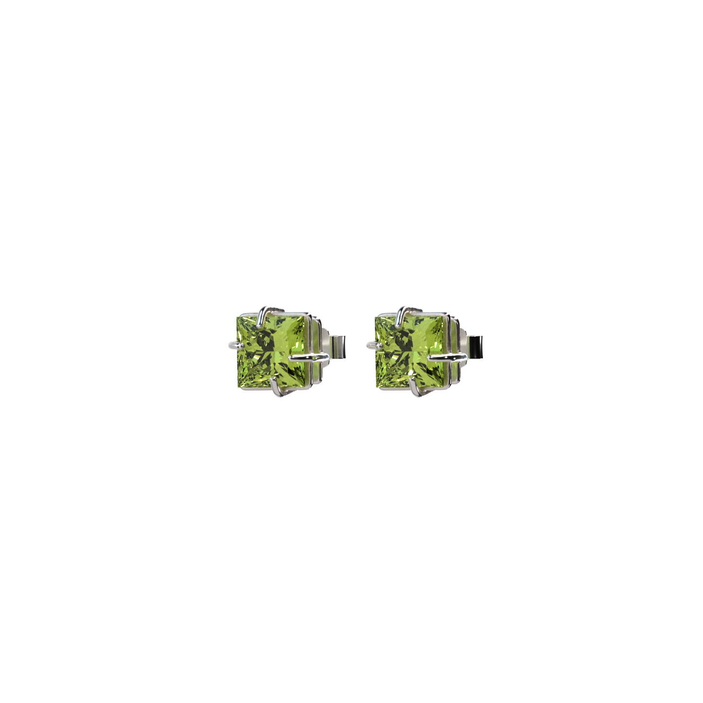 SQUARE STUD; PERIDOT (premium gemstone)