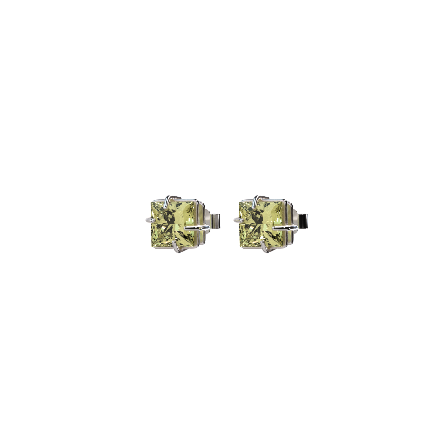 SQUARE STUD; LEMON QUARTZ