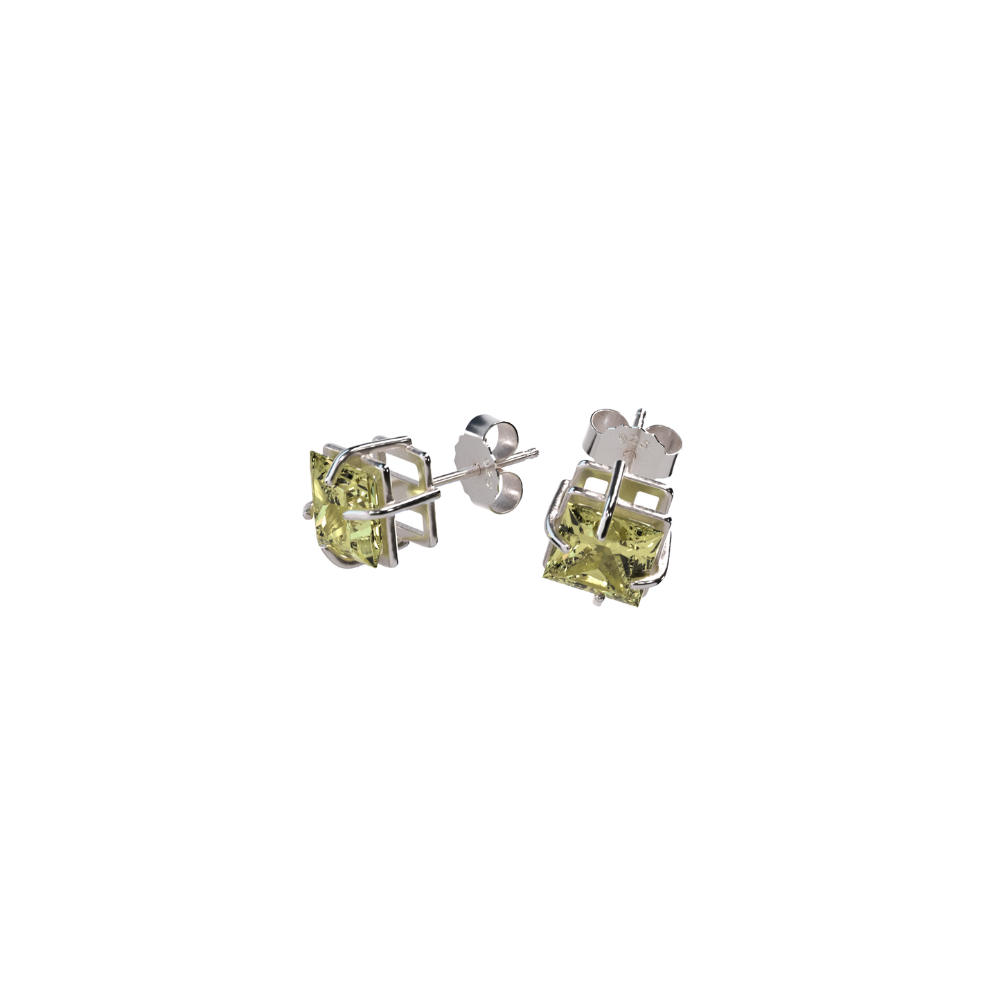 SQUARE STUD; LEMON QUARTZ