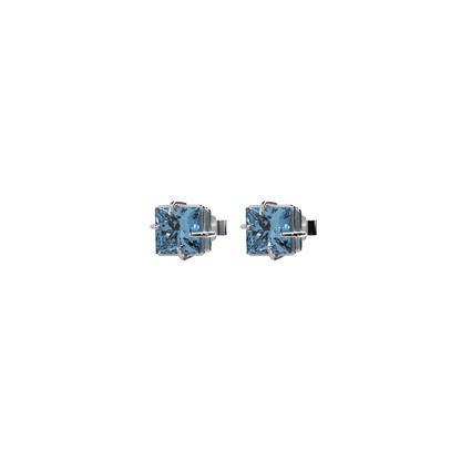 SQUARE STUD; SWISS BLUE TOPAZ